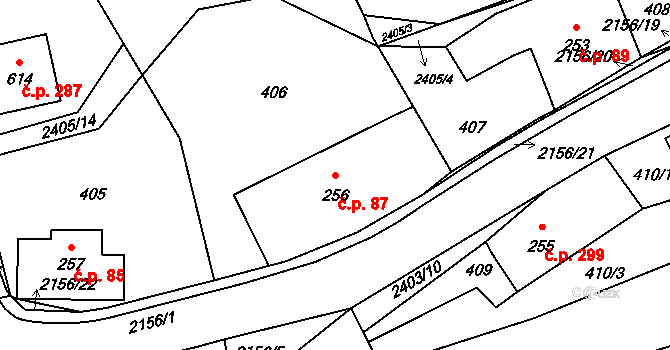 Skalice u České Lípy 87 na parcele st. 256 v KÚ Skalice u České Lípy, Katastrální mapa
