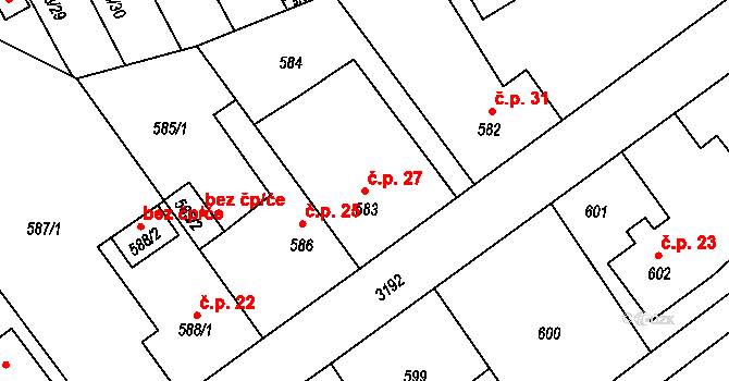 Strkov 27, Planá nad Lužnicí na parcele st. 583 v KÚ Planá nad Lužnicí, Katastrální mapa
