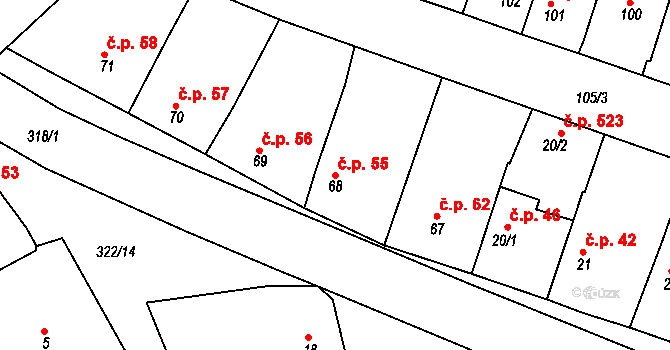 Litol 55, Lysá nad Labem na parcele st. 68 v KÚ Litol, Katastrální mapa