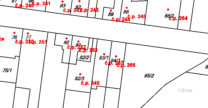 Bořitov 267 na parcele st. 83/1 v KÚ Bořitov, Katastrální mapa