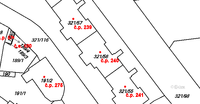 Prosetice 240, Teplice na parcele st. 321/56 v KÚ Prosetice, Katastrální mapa