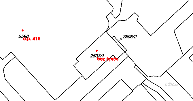 Sezimovo Ústí 419 na parcele st. 2596 v KÚ Sezimovo Ústí, Katastrální mapa