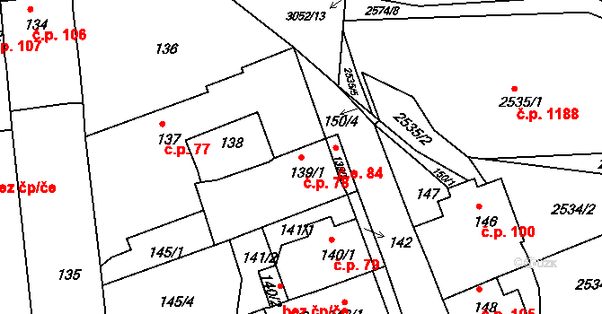 Březenec 78, Jirkov na parcele st. 139/1 v KÚ Březenec, Katastrální mapa