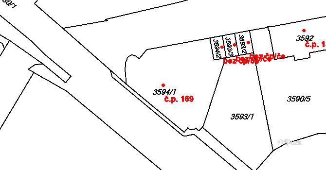 Liberec V-Kristiánov 169, Liberec na parcele st. 3594/1 v KÚ Liberec, Katastrální mapa