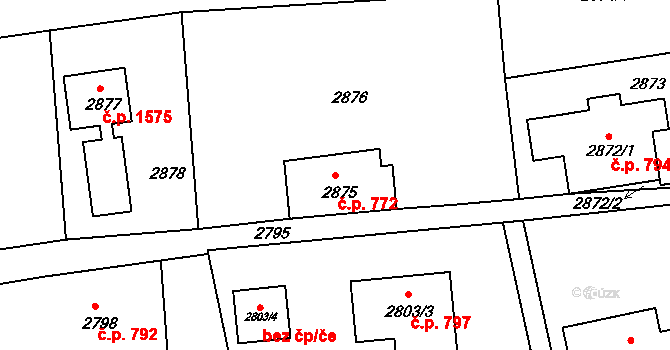 Rumburk 1 772, Rumburk na parcele st. 2875 v KÚ Rumburk, Katastrální mapa