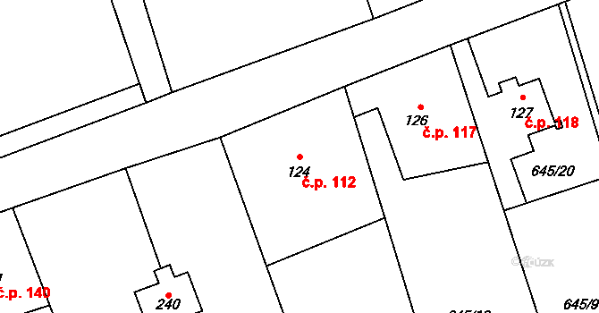Bobr 112, Žacléř na parcele st. 124 v KÚ Bobr, Katastrální mapa