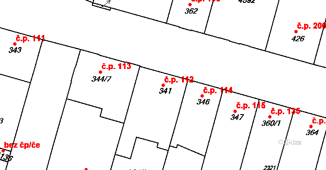 Pražské Předměstí 112, Hradec Králové na parcele st. 341 v KÚ Pražské Předměstí, Katastrální mapa