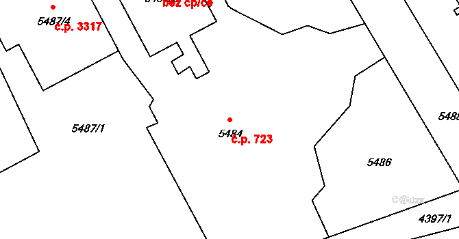 Varnsdorf 723 na parcele st. 5484 v KÚ Varnsdorf, Katastrální mapa