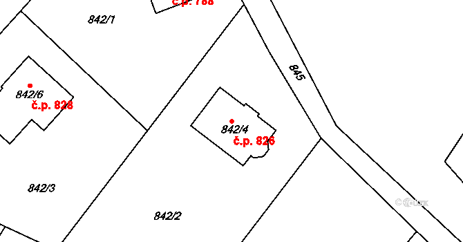 Rumburk 1 826, Rumburk na parcele st. 842/4 v KÚ Rumburk, Katastrální mapa