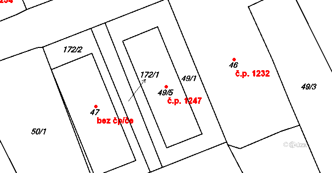 Domanínek 1247, Bystřice nad Pernštejnem na parcele st. 49/5 v KÚ Domanínek, Katastrální mapa