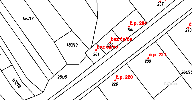 Ježov 38728656 na parcele st. 261 v KÚ Ježov, Katastrální mapa