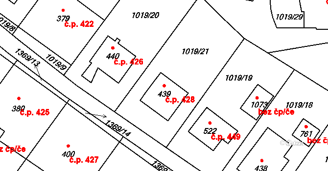 Kudlov 428, Zlín na parcele st. 439 v KÚ Kudlov, Katastrální mapa