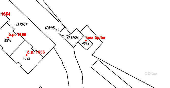Praha 41354656 na parcele st. 4349 v KÚ Újezd nad Lesy, Katastrální mapa
