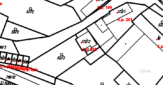 Ruprechtov 255 na parcele st. 172/2 v KÚ Ruprechtov, Katastrální mapa