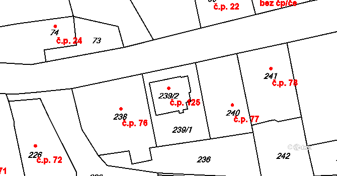 Bělá 125 na parcele st. 239/2 v KÚ Bělá ve Slezsku, Katastrální mapa