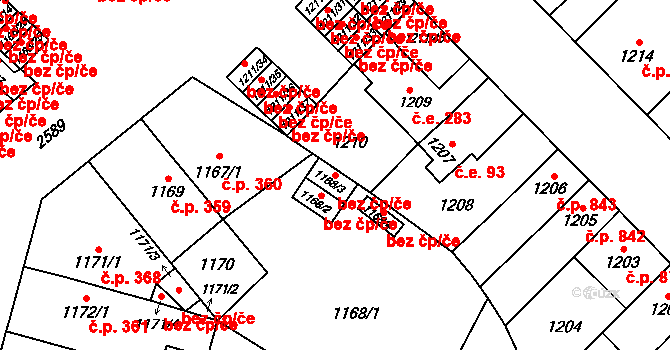 Plzeň 42436656 na parcele st. 1168/3 v KÚ Doubravka, Katastrální mapa