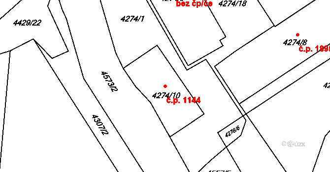 Hlučín 1144 na parcele st. 4274/10 v KÚ Hlučín, Katastrální mapa