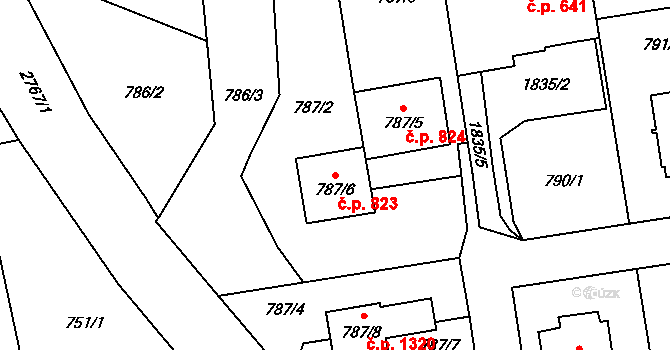 Kylešovice 823, Opava na parcele st. 787/6 v KÚ Kylešovice, Katastrální mapa
