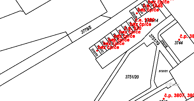 Chomutov 49316656 na parcele st. 3751/13 v KÚ Chomutov I, Katastrální mapa