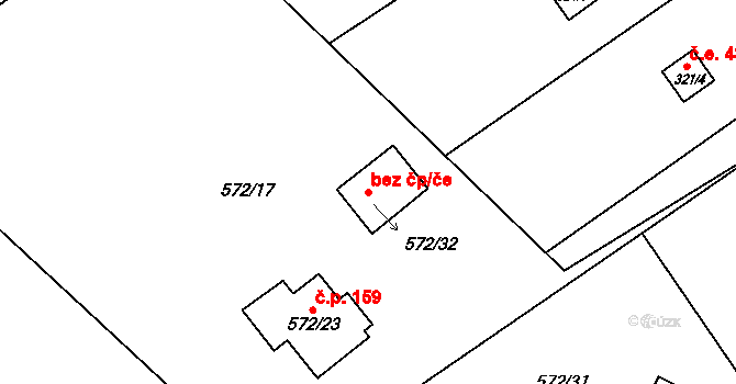 Starý Jičín 54054656 na parcele st. 572/32 v KÚ Vlčnov u Starého Jičína, Katastrální mapa