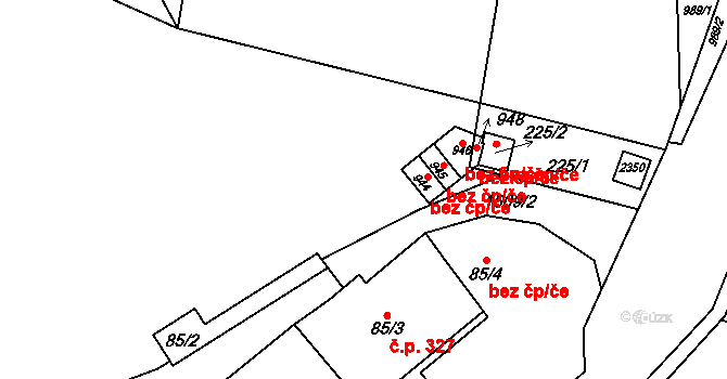 Hanušovice 144 na parcele st. 944 v KÚ Hanušovice, Katastrální mapa