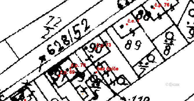 Jemníky 73 na parcele st. 90 v KÚ Jemníky, Katastrální mapa