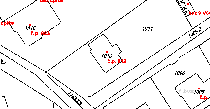Černošice 812 na parcele st. 1010 v KÚ Černošice, Katastrální mapa