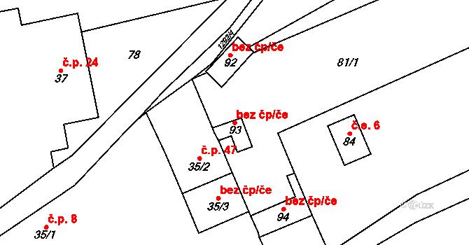 Slabce 79993656 na parcele st. 93 v KÚ Skupá, Katastrální mapa