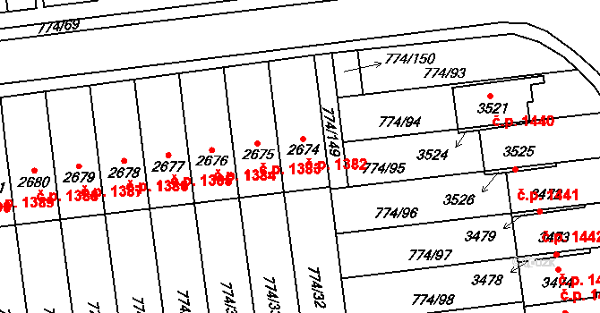 Humpolec 1382 na parcele st. 2674 v KÚ Humpolec, Katastrální mapa