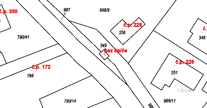 Tuchořice 101626657 na parcele st. 349 v KÚ Tuchořice, Katastrální mapa