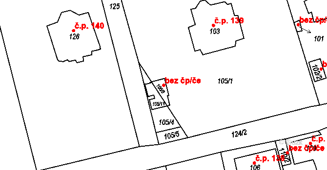 Všenory 106724657 na parcele st. 105/8 v KÚ Všenory, Katastrální mapa