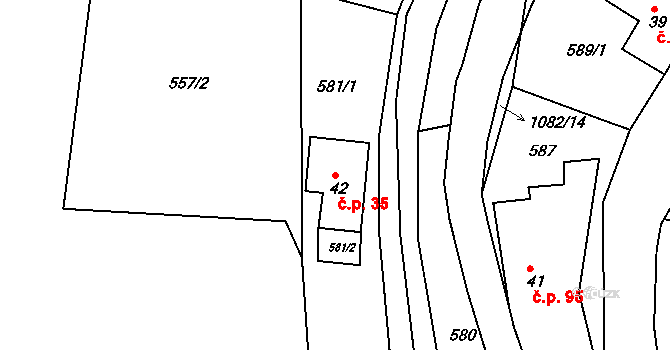 Rožany 35, Šluknov na parcele st. 42 v KÚ Rožany, Katastrální mapa