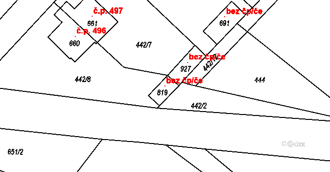 Křižanov 119285657 na parcele st. 819 v KÚ Křižanov, Katastrální mapa