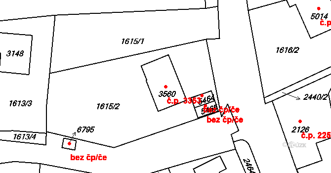 Jablonec nad Nisou 3353 na parcele st. 3560 v KÚ Jablonec nad Nisou, Katastrální mapa
