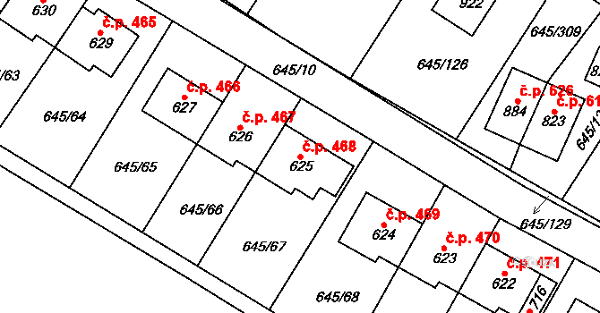 Líbeznice 468 na parcele st. 625 v KÚ Líbeznice, Katastrální mapa