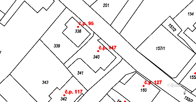 Loučná 147, Hrádek nad Nisou na parcele st. 340 v KÚ Loučná, Katastrální mapa