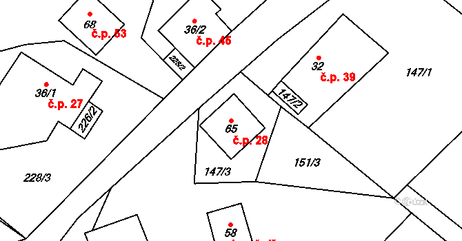 Želechy 28, Lomnice nad Popelkou na parcele st. 65 v KÚ Želechy, Katastrální mapa