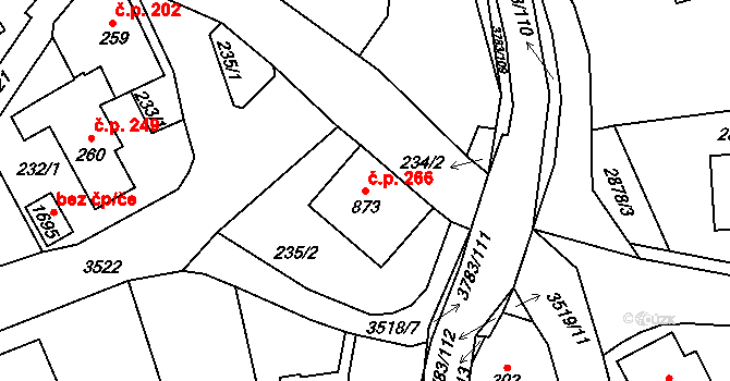 Cvikov II 266, Cvikov na parcele st. 873 v KÚ Cvikov, Katastrální mapa
