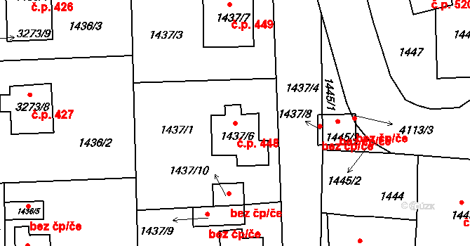 Podmoklice 448, Semily na parcele st. 1437/6 v KÚ Semily, Katastrální mapa