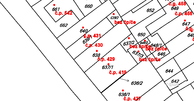 Semily 429 na parcele st. 638 v KÚ Semily, Katastrální mapa