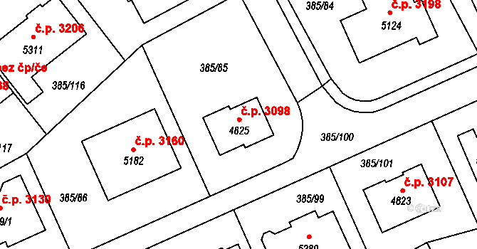Břeclav 3098 na parcele st. 4825 v KÚ Břeclav, Katastrální mapa