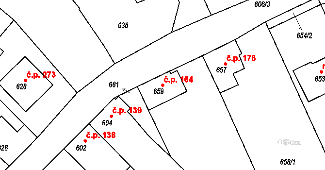 Lipůvka 164 na parcele st. 659 v KÚ Lipůvka, Katastrální mapa