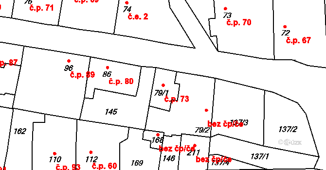 Krchleby 73, Staňkov na parcele st. 79/1 v KÚ Krchleby u Staňkova, Katastrální mapa