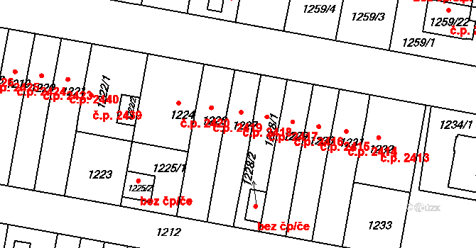 Záběhlice 2418, Praha na parcele st. 1227/5 v KÚ Záběhlice, Katastrální mapa