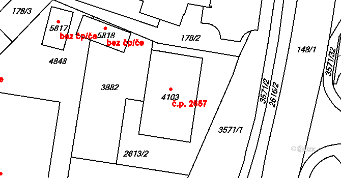 Dvůr Králové nad Labem 2657 na parcele st. 4103 v KÚ Dvůr Králové nad Labem, Katastrální mapa
