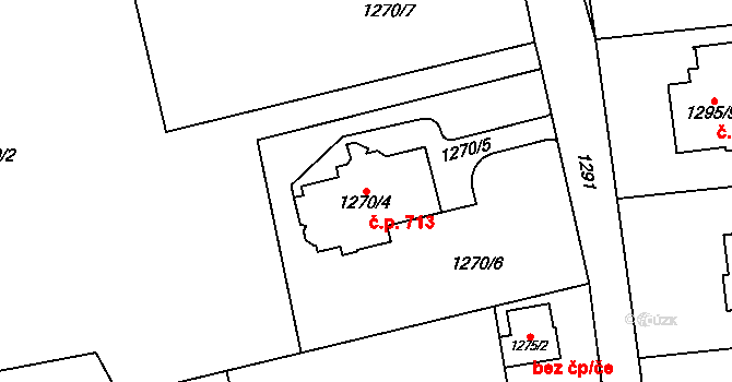 Bludovice 713, Havířov na parcele st. 1270/4 v KÚ Bludovice, Katastrální mapa