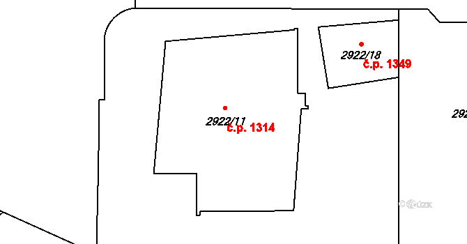 Stodůlky 1314, Praha na parcele st. 2922/11 v KÚ Stodůlky, Katastrální mapa