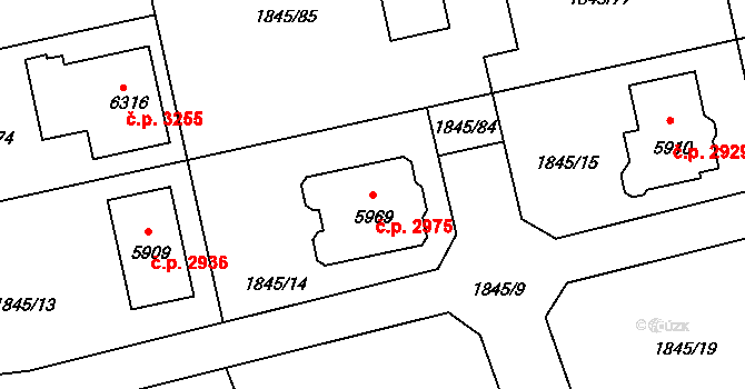 Šumperk 2975 na parcele st. 5969 v KÚ Šumperk, Katastrální mapa