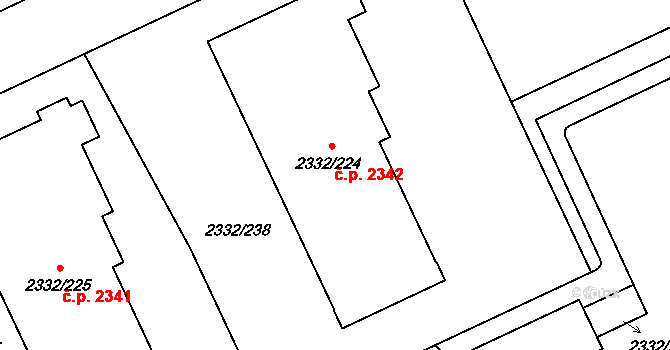 Chodov 2342, Praha na parcele st. 2332/224 v KÚ Chodov, Katastrální mapa