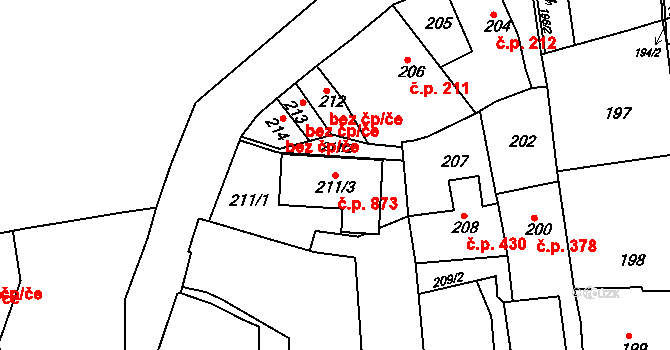 Česká Skalice 873 na parcele st. 211/3 v KÚ Česká Skalice, Katastrální mapa